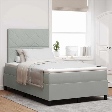 vidaXL LED Box Spring -sänky Vaaleanharmaa 4FT Small Double Sametti