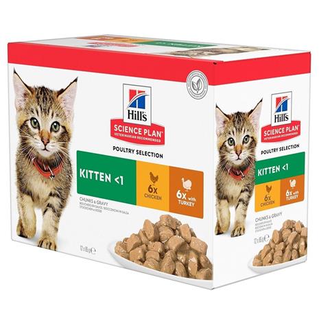 Hill's Science Plan Kitten Healthy Development Multi Pack kissanpennuille, 85 gx 12 kpl.