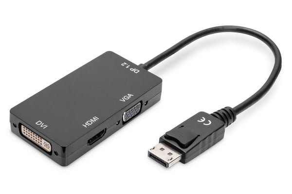 DIGITUS Näyttöportti 3in1-sovitin DP/HDMI+DVI+VGA