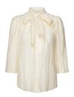 STELLA NOVA Pointelle High-Neck Bow Blouse - VANILLA - 36
