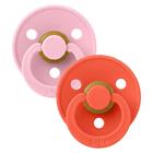 BIBS Pacifier Colour Anatomical Latex Baby Pink/Tango Size 1 2pcs