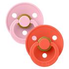 BIBS Pacifier Colour Anatomical Latex Baby Pink/Tango Size 2 2pcs