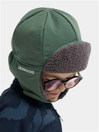 Didriksons Biggles cap 7, hattu, lapset, tummanvihreä