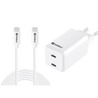 Sandberg AC Charger USB-C PD65W EU 3 metriä - Seinälaturi, Valkoinen