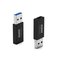 PORT Designs USB-A â€“ USB-C -sovitin, 2 kpl, musta – kuva 1