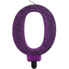Violetti syntymäpäiväkynttilä 0 glitterillä