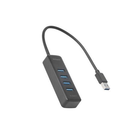 DELTACO USB-A hub, 5 Gbit/s, 4x USB-A, slim, black
