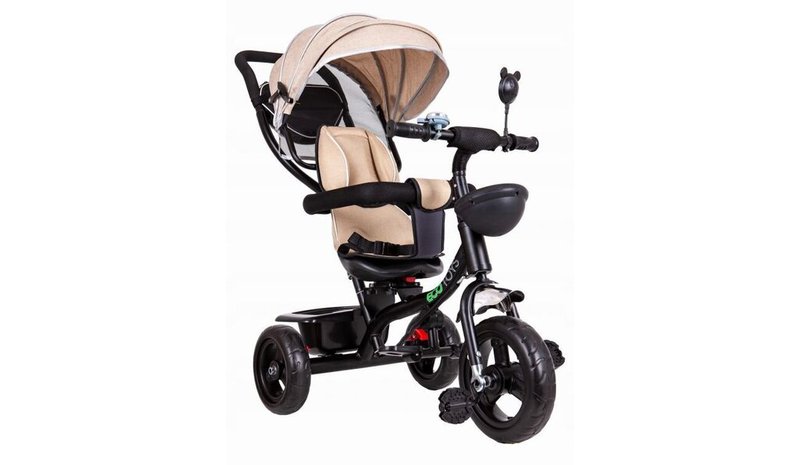 Ecotoys kolmipyörä, 360 istuin, beige, musta runko – kuva 1/1