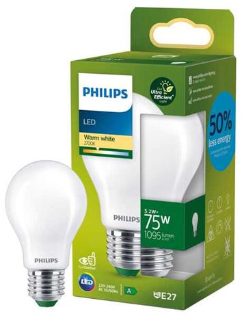 Philips E27-LED-lamppu A60 5,2W 1095lm 2 700K