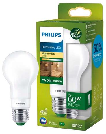 Philips E27-LED-lamppu A60 4W 840lm 2 700K