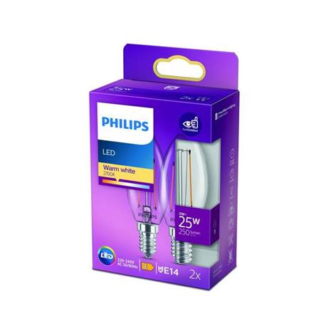 2-pack LED E14 Klot 2W (25W) Klar 250lm