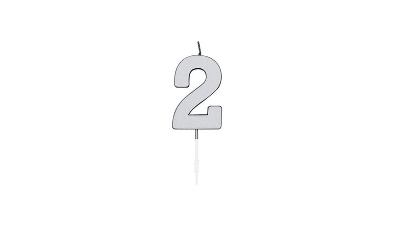 Globos Cake Candle 4.5cm Metallic Silver no. 2 – kuva 1/1
