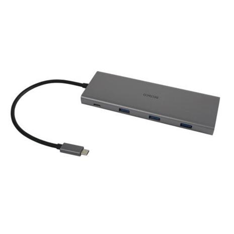 USB-C hub, 5 Gbps, 4x USB-A, slim, black