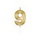 Globos Cake Candle 6cm Metallic Gold no. 9 – kuva 1