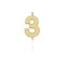 Globos Cake candle 4.5cm Metallic Gold no. 3 – kuva 1