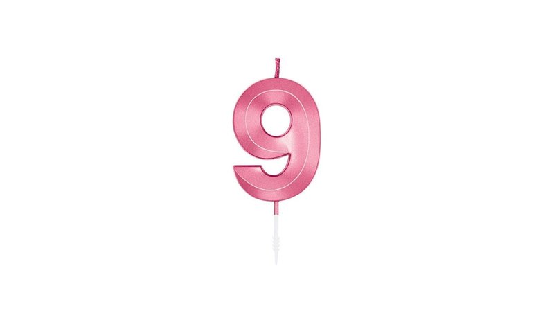 Globos Cake Candle 6cm Metallic Light Pink no. 9 – kuva 1/1