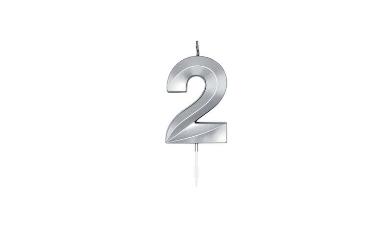 Globos Cake Candle 6cm Metallic Silver no.2 – kuva 1/1
