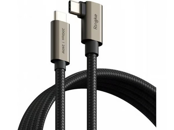 Ringke 3.2 gen. 2x2 USB-C PD 3.1 240W 2m angled cable - black