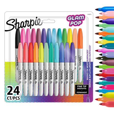 Sharpie Permanent Marker Fine Glam Pop 24-Blister