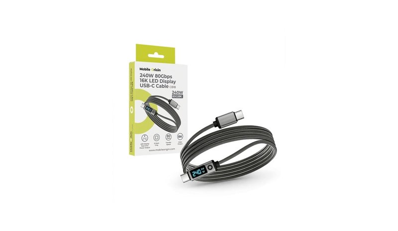 Mobile Origin LED Display USB-C Cable 240W 80Gbps 8K/60Hz - 1.5m – kuva 1/1