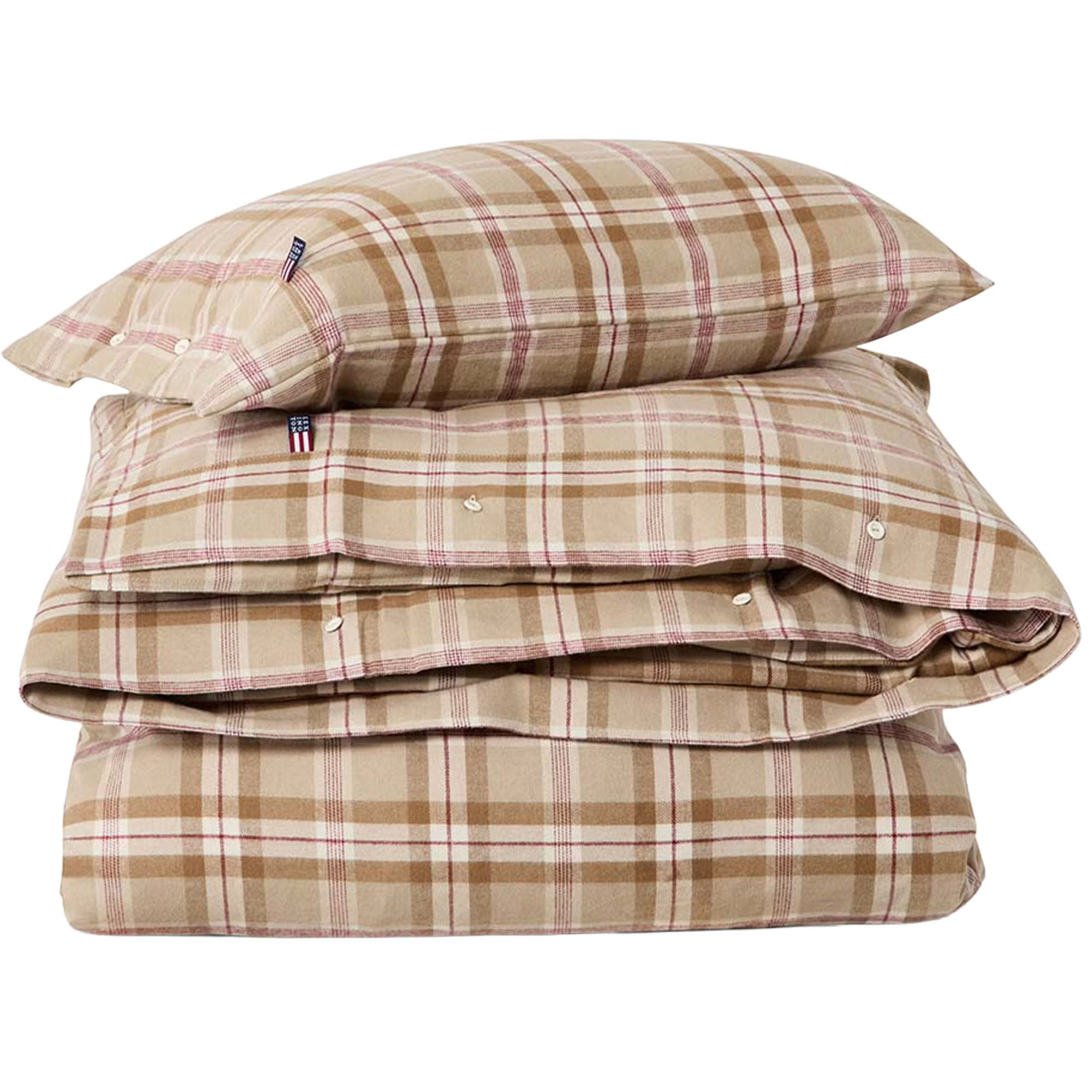 Lexington Checked Vuodevaatteet 220x220 + 50x60x2 Cm Fudge / t / Viikuna - Vuodevaatesarjat Puuvilla Beige - 12630001-2409-S305