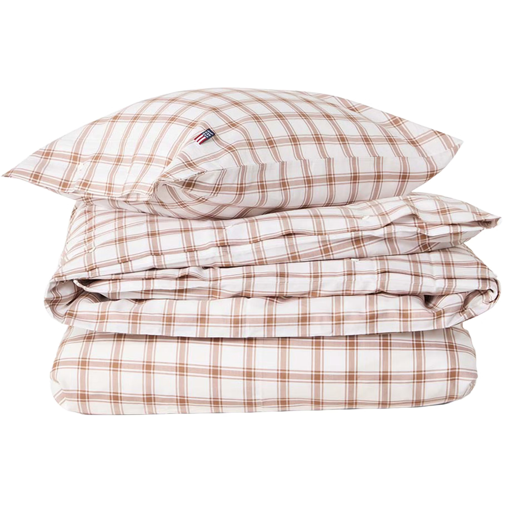 Lexington Checked Vuodevaatteet 220x220 + 50x60x2 Cm Valkoiset / Fudge - Vuodevaatesarjat Puuvilla Valkoinen - 12630029-1814-S305