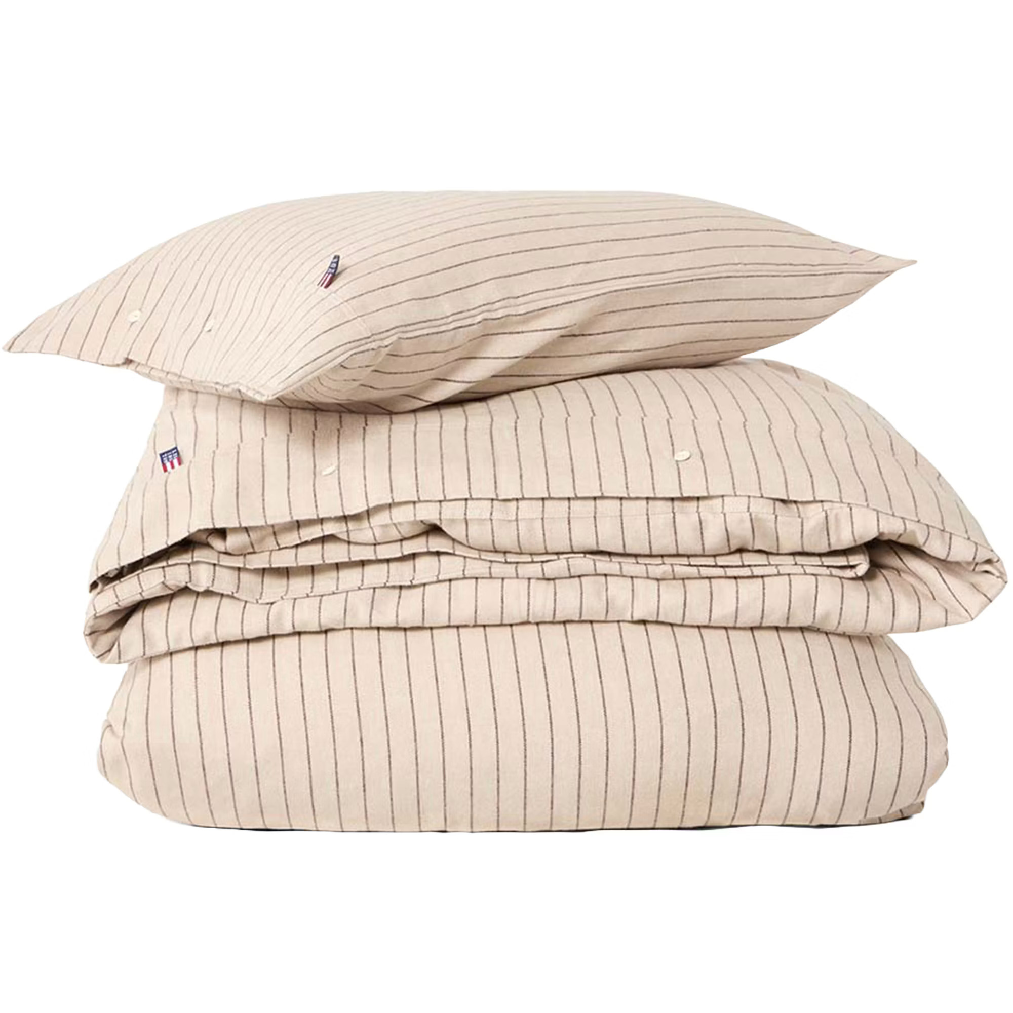 Lexington Pinstriped Vuodevaatteet 220x220 + 50x60x2 Cm Beiget / t - Vuodevaatesarjat Puuvilla Ruskea - 12630005-2611-S305