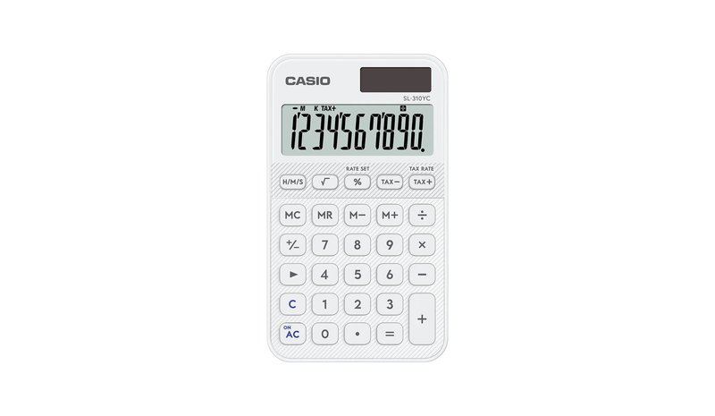 Casio SL-310YC 10-numeroinen taskulaskin valkoinen – kuva 1/1