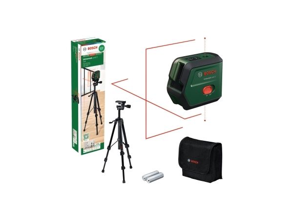 Bosch UniversalLevel 2 (0603663F01) 2xAA, ristilinjalaser + tarvikesarja