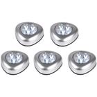 Paristokäyttöiset LED-kohdevalot, halkaisija 70 mm, 5 kpl:n pakkaus / Painonappivalot / Itsekiinnittyvät LED-valot