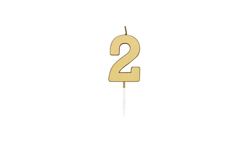 Globos Cake Candle 4.5cm Metallic Gold no. 2 – kuva 1/1