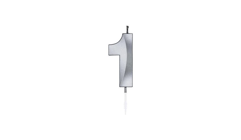 Globos Cake Candle 6cm Metallic Silver no.1 – kuva 1/1