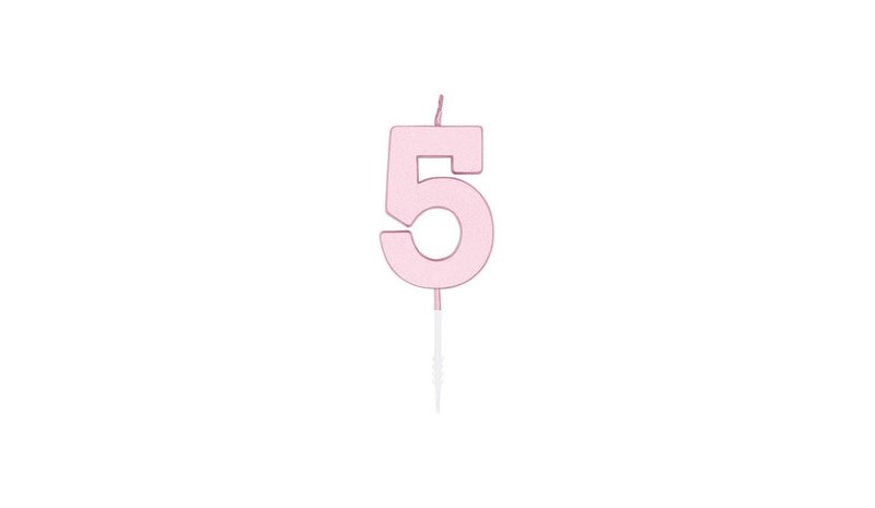 Globos Cake candle 4.5cm Pastel Pink no. 5 – kuva 1/1