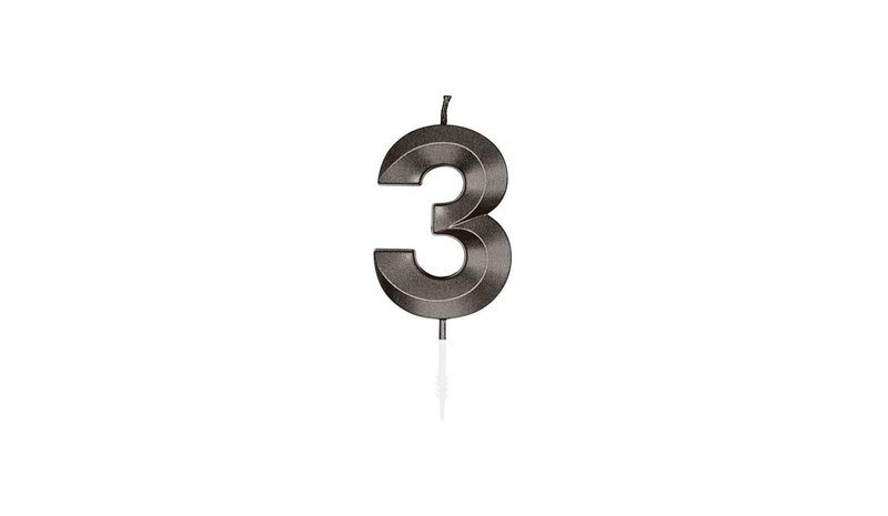 Globos Cake Candle 6cm Metallic Black no. 3 – kuva 1/1