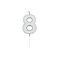 Globos Cake Candle 4.5cm Metallic Silver no. 8 – kuva 1