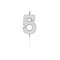 Globos Cake Candle 4.5cm Metallic Silver no. 5 – kuva 1