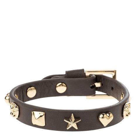 DARK Leather Sign Stud Bracelet