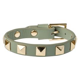 DARK Leather Stud Bracelet Milieu Green
