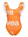 SVEA W. Ruffle Swimsuit - STRONG ORANGE - XS