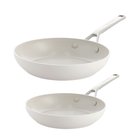 Kitchenaid Advanced Hard Anodized stekpanneset 24 & 28 cm, porslinsvit