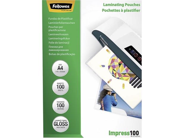 FELLOWES LAMINATING POUCH 100MIC A4 (5351111)