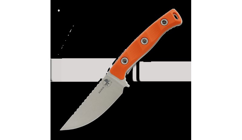 Microtech Akris Stonewashed veitsi, Ember G-10, leather sheath – kuva 1/2