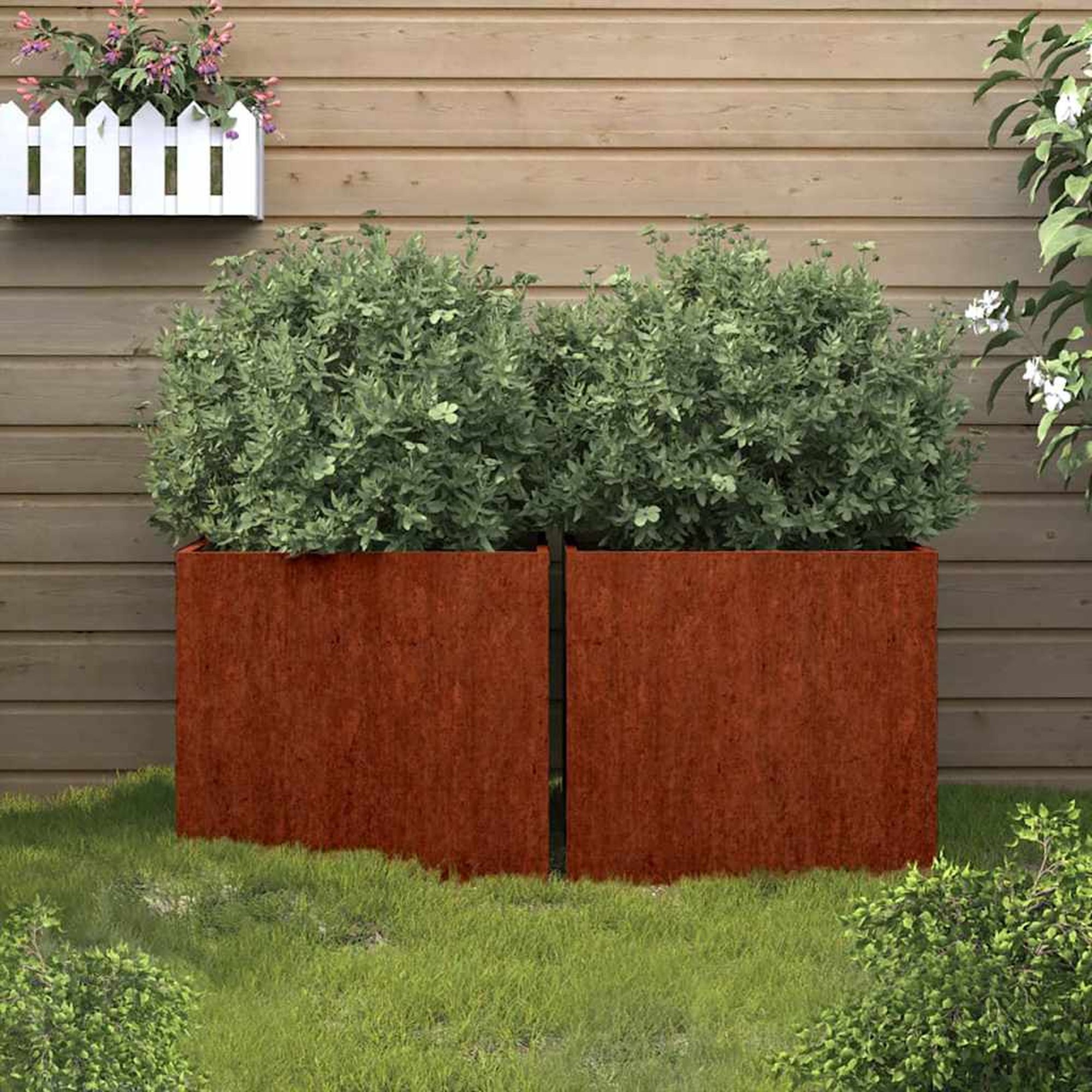 vidaXL Kukkalaatikot 2 kpl 49x47x46 cm Corten teräs