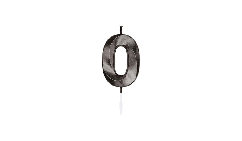 Globos Cake Candle 6cm Metallic Black no. 0 – kuva 1/1