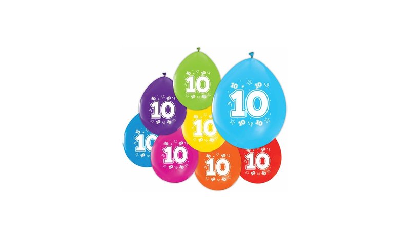 Globos Balloons 2-sided Printed Number 10 8 pcs. – kuva 1/1
