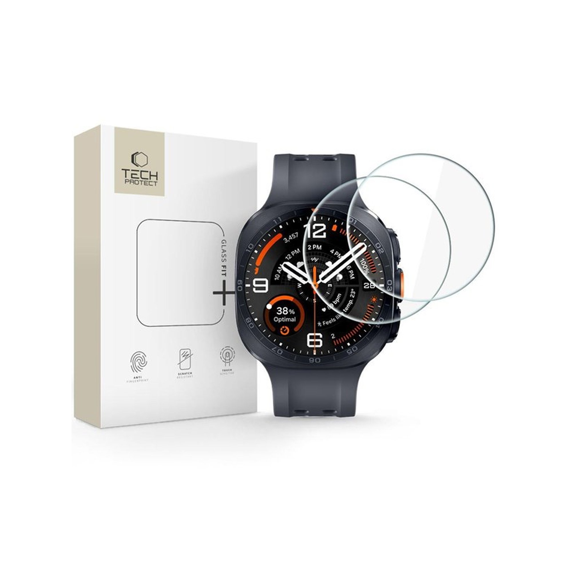 Tech-Protect Glass Fit+ 2-Pack Tempered Glass for Samsung Galaxy Watch Ultra/Ultra2 2 47mm