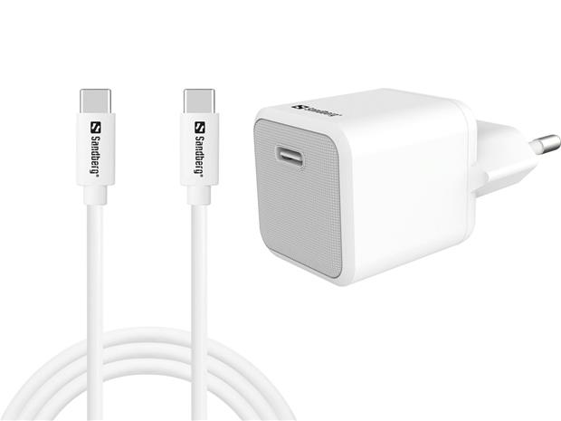 Sandberg USB-C AC Charger +USB-C>C 1M -USB-laturi
