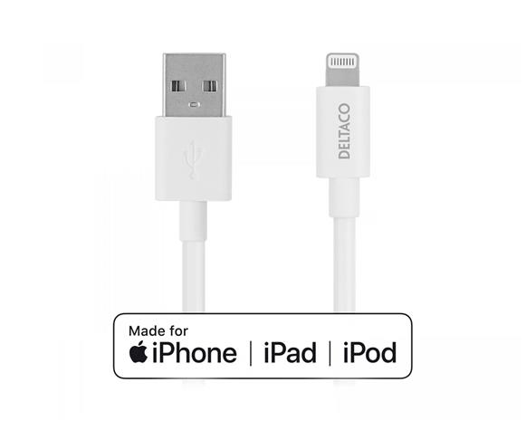 Deltaco IPLH-402 USB-A - Lightning, kaapeli 2m