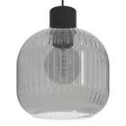 Dasmina-riippuvalo, Ø 20 cm, savuharmaa/musta, lasi, E27