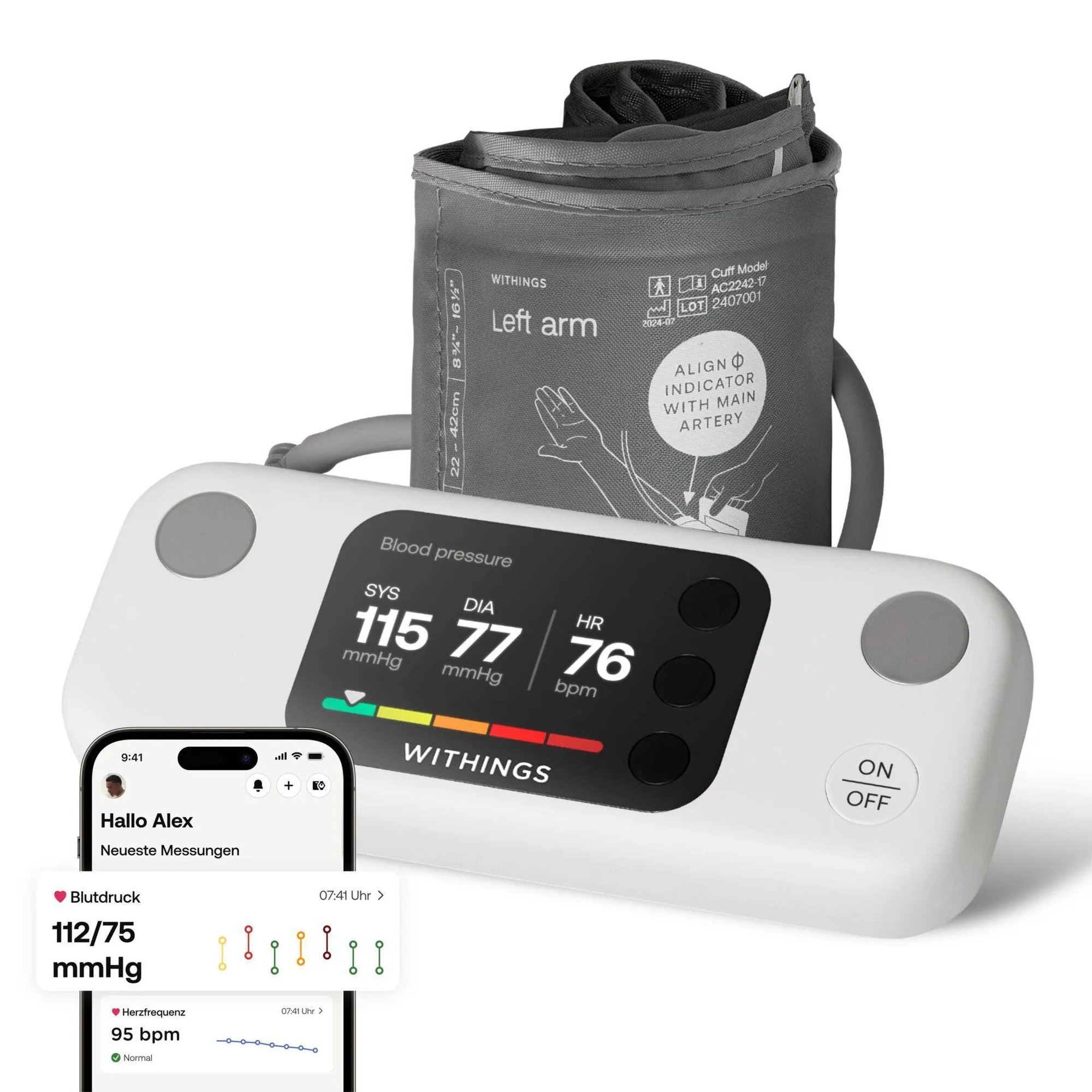 Withings BPM Vision -olkavarsiverenpainemittari EKG-toiminnolla, valkoinen